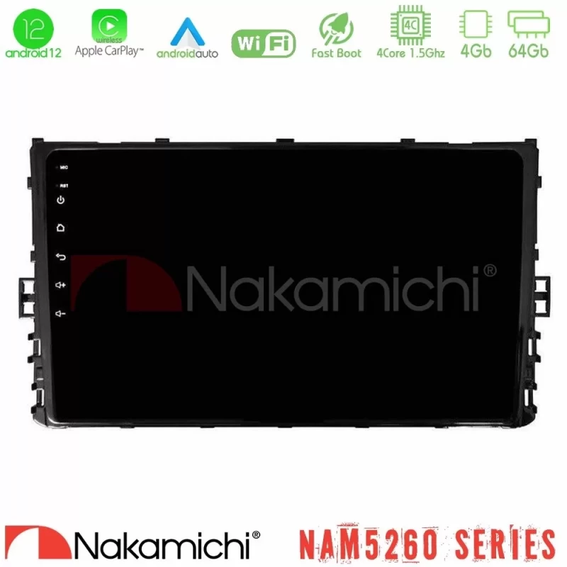 Nakamichi NAM5260 Series 4Core Android12 4+64GB VW MQB 2017- Navigation Multimedia Tablet 9" Με Carplay & Android Auto U-N44-VW0333