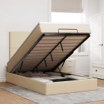 Οθωμανικό κρεβάτι με στρώμα Cream 120x200cm ύφασμα Κρεμ 3313069