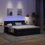 Οθωμανικό κρεβάτι με στρώματα & LEDs Μαύρο ύφασμα 160x200cm Μαύρο 3312838