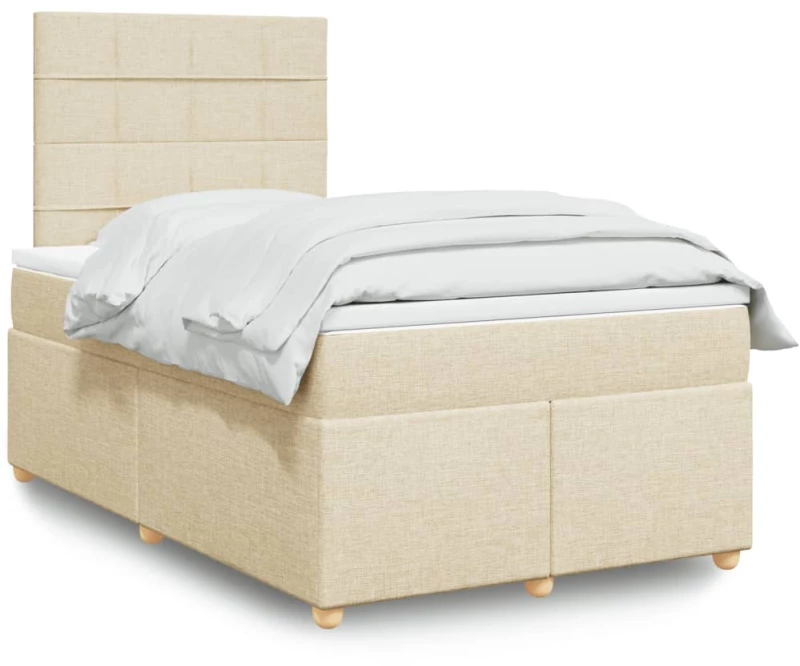 Κρεβάτι Boxspring με Στρώμα Κρεμ 120x190 εκ. Υφασμάτινο Κρεμ 3291224