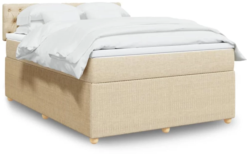 Κρεβάτι Boxspring με Στρώμα Κρεμ 160x200 εκ. Υφασμάτινο Κρεμ 3287519