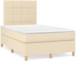 Κρεβάτι Boxspring με Στρώμα & LED Κρεμ 120x190 εκ. Υφασμάτινο Κρεμ 3270251