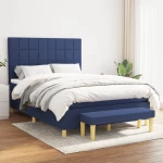 Κρεβάτι Boxspring με Στρώμα Μπλε 140x200 εκ. Υφασμάτινο Μπλε 3137163