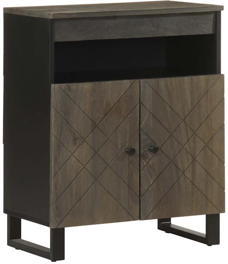 Μπουφές Μαύρο 60x33x75 cm Μασίφ Ξύλο Μάνγκο Μαύρο 4017709