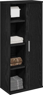 Ντουλάπι μπάνιου με θήκη για ρολά Μαύρο 39x22x90 cm Μαύρο 858525