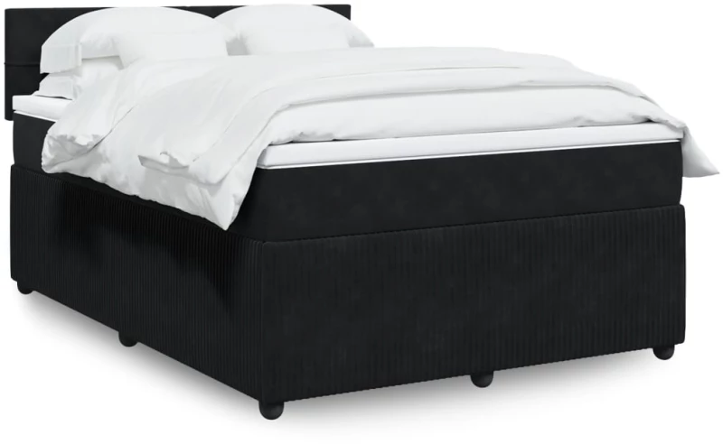 Κρεβάτι Boxspring με Στρώμα Μαύρο 140x190 εκ. Βελούδινο Μαύρο 3290036