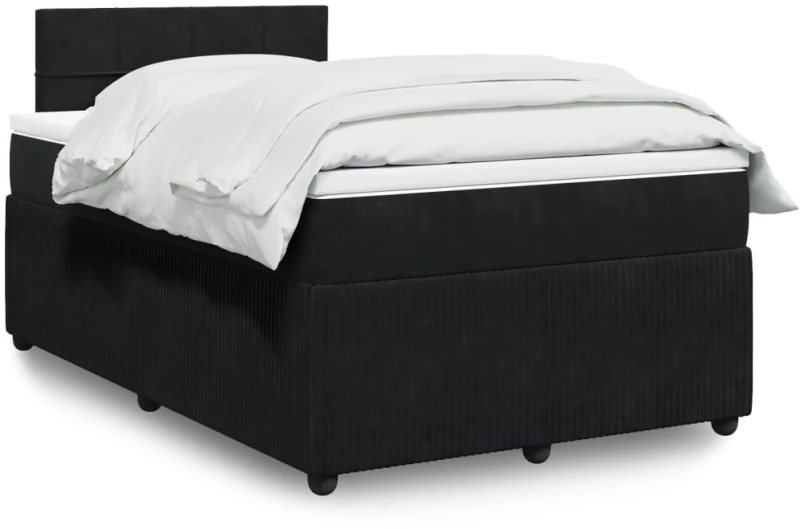 Κρεβάτι Boxspring με Στρώμα Μαύρο 120x190 εκ. Βελούδινο Μαύρο 3287688