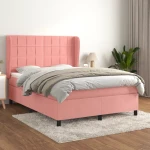 Κρεβάτι Boxspring με Στρώμα Ροζ 140x200 εκ. Βελούδινο Ροζ 3129218