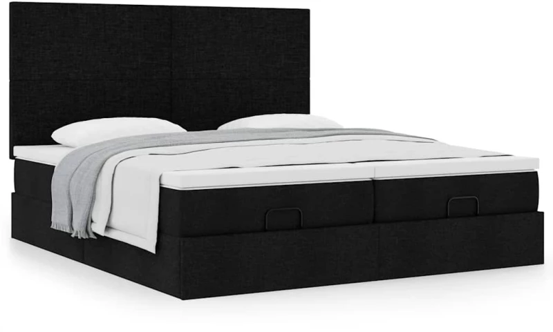 Οθωμανικό κρεβάτι με στρώματα Μαύρο 180x200cm Ύφασμα Μαύρο 3313673