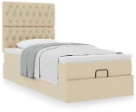 Οθωμανικό κρεβάτι με στρώμα Cream 100x200cm ύφασμα Κρεμ 3313221
