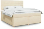 Κρεβάτι Boxspring με Στρώμα Κρεμ 180x200 εκ. Υφασμάτινο Κρεμ 3291364