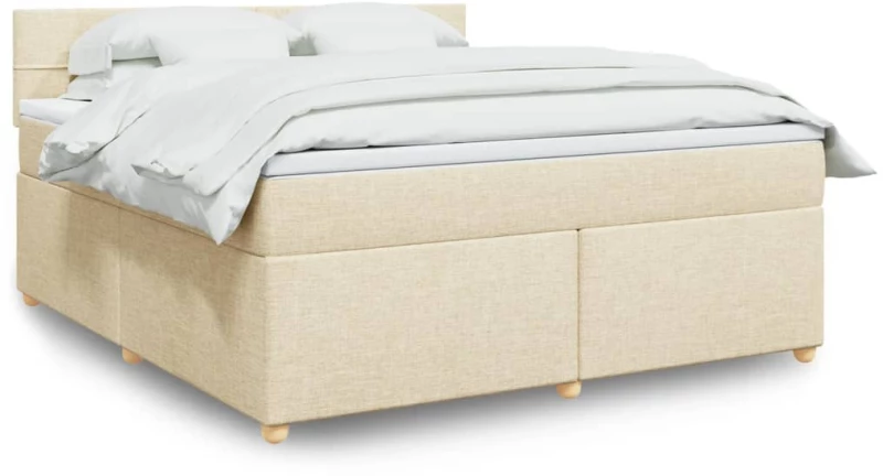 Κρεβάτι Boxspring με Στρώμα Κρεμ 180x200 εκ. Υφασμάτινο Κρεμ 3289064