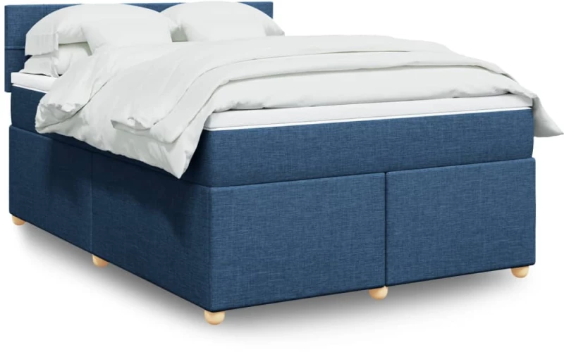 Κρεβάτι Boxspring με Στρώμα Μπλε 160x200 εκ. Υφασμάτινο Μπλε 3286737