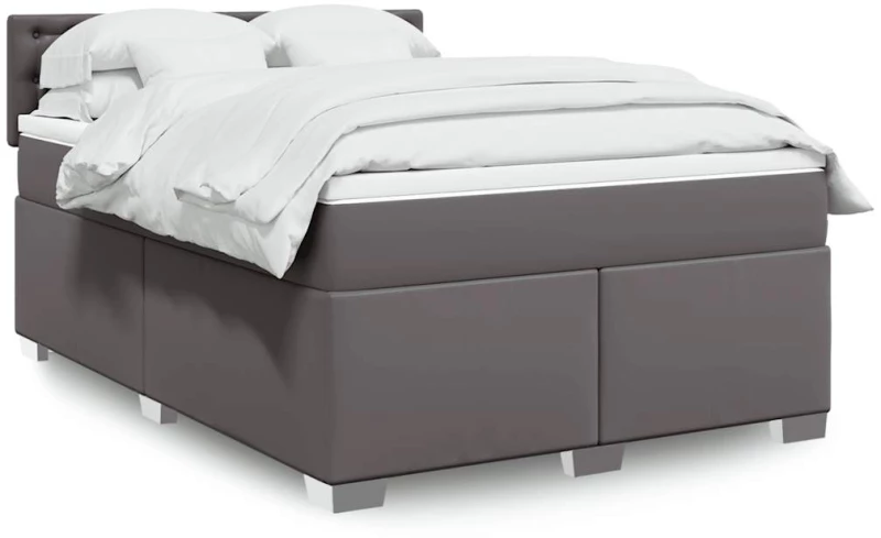 Κρεβάτι Boxspring με Στρώμα Γκρι 140x190εκ. από Συνθετικό Δέρμα Γκρι 3288422