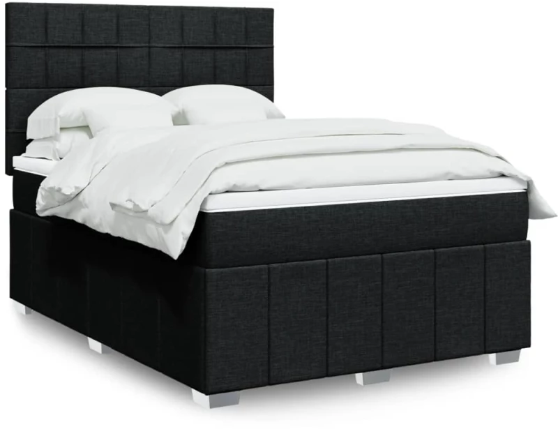 Κρεβάτι Boxspring με Στρώμα Μαύρο 140x190 εκ. Υφασμάτινο Μαύρο 3291665