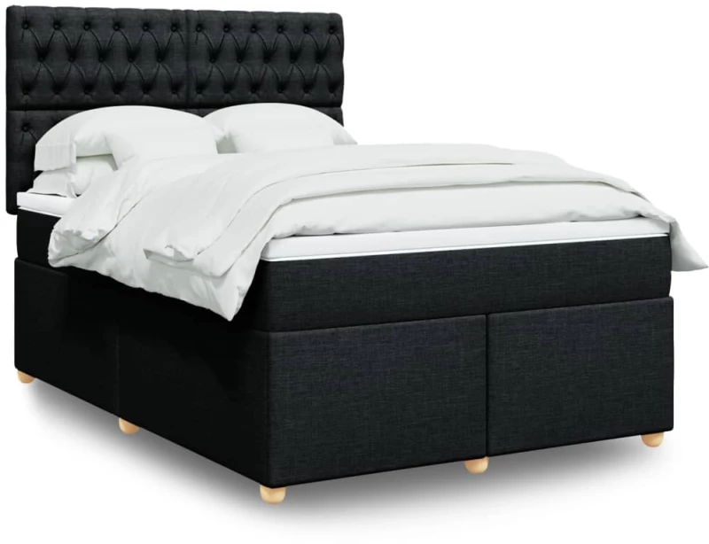 Κρεβάτι Boxspring με Στρώμα Μαύρο 140x190 εκ. Υφασμάτινο Μαύρο 3293584
