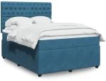 Κρεβάτι Boxspring με Στρώμα Σκούρο Μπλε 140x190 εκ. Βελούδινο Μπλε 3292344