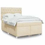 Κρεβάτι Boxspring με Στρώμα Κρεμ 140x190 εκ. Υφασμάτινο Κρεμ 3292795