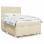 Κρεβάτι Boxspring με Στρώμα Κρεμ 140x190 εκ. Υφασμάτινο Κρεμ 3292788
