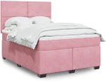 Κρεβάτι Boxspring με Στρώμα Ροζ 140x190 εκ. Βελούδινο Ροζ 3290905