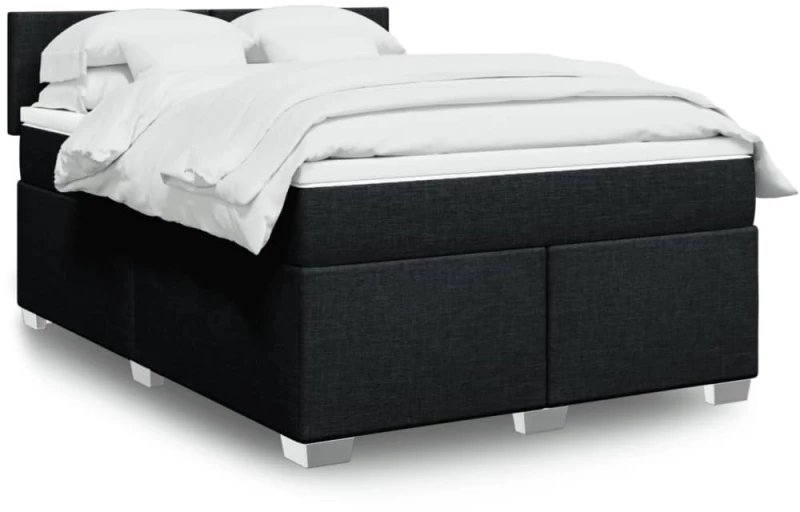 Κρεβάτι Boxspring με Στρώμα Μαύρο 140x190 εκ. Υφασμάτινο Μαύρο 3285878