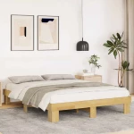 Πλαίσιο κρεβατιού χωρίς στρώμα 135x190 cm μασίφ ξύλο δρυς Καφέ 851959