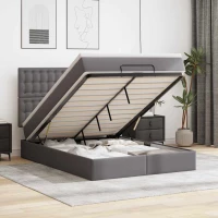 Οθωμανικό κρεβάτι με στρώμα Γκρι 140x190cm Faux Leather Γκρι 3313004