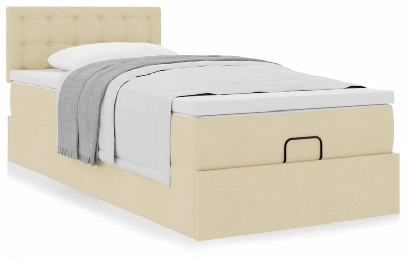 Οθωμανικό κρεβάτι με στρώμα Cream 90x190cm ύφασμα Κρεμ 3311592