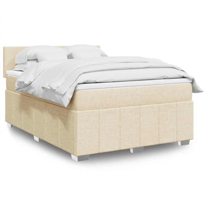 Κρεβάτι Boxspring με Στρώμα Κρεμ 140x190 εκ. Υφασμάτινο Κρεμ 3289361