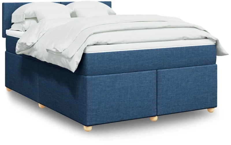 Κρεβάτι Boxspring με Στρώμα Μπλε 140x190 εκ. Υφασμάτινο Μπλε 3286674