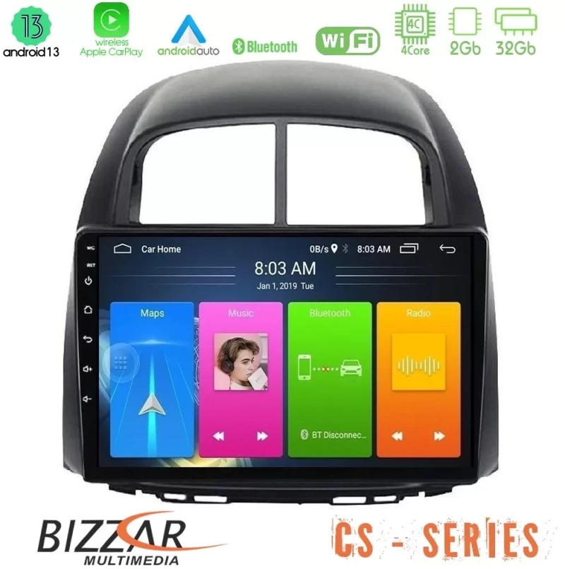 Bizzar CS Series 4Core Android13 2+32GB Daihatsu Sirion/Subaru Justy Navigation Multimedia Tablet 10" U-CS-DH0527