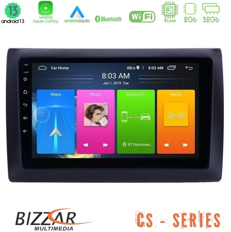 Bizzar CS Series 4Core Android13 2+32GB Fiat Stilo Navigation Multimedia Tablet 9" U-CS-FT0824