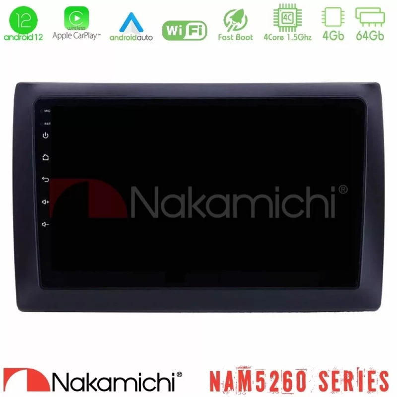 Nakamichi NAM5260 Series 4Core Android12 4+64GB Fiat Stilo Navigation Multimedia Tablet 9" Με Carplay & Android Auto U-N44-FT0824