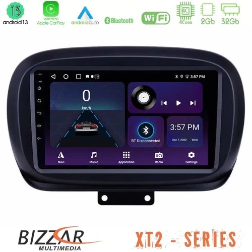 Bizzar XT2 Series 4Core Android13 2+32GB Fiat 500X Navigation Multimedia Tablet 9" U-XT2-FT0534