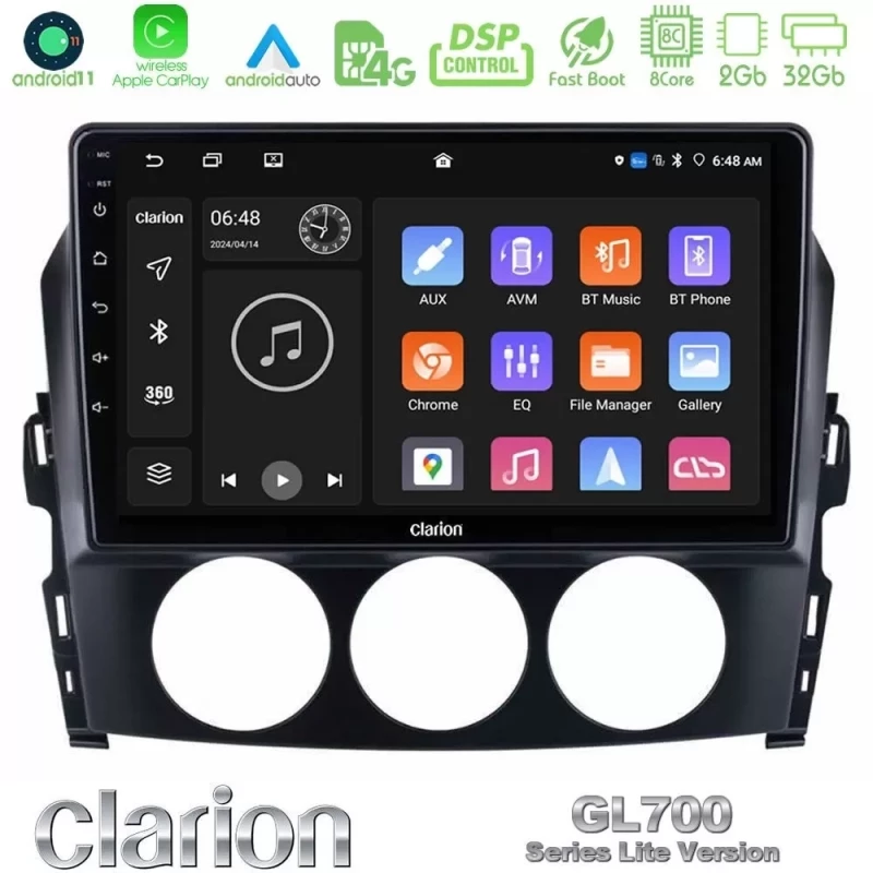 Clarion GL700 Lite Series 8Core Android11 2+32GB Mazda MX-5 2006-2008 Navigation Multimedia Tablet 9" Με Carplay & Android Auto U-G72L-MZ1171