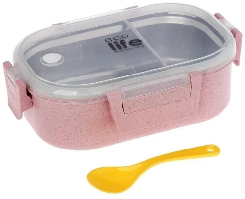 Φαγητοδοχείο με Χώρισμα 900ml Ecolife - Light Pink