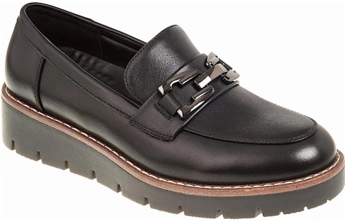 Adams Δερμάτινα Γυναικεία Loafers Μαύρα
