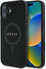 Guess Saffiano Classic Logo MagSafe iPhone 16 Plus Case - Black