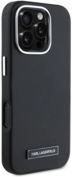 Karl Lagerfeld FW Metal Plate MagSafe iPhone 16 Pro Max Case - Black