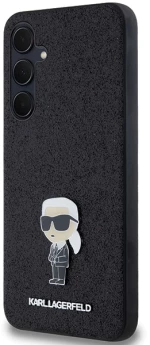 Karl Lagerfeld Fixed Glitter Ikonik Logo Metal Pin case for Samsung Galaxy A35 - black