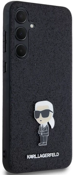 Karl Lagerfeld Fixed Glitter Ikonik Logo Metal Pin case for Samsung Galaxy A35 - black