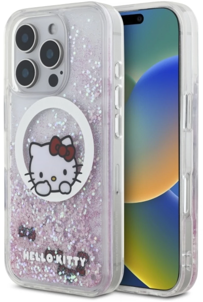 Hello Kitty HKHMP16XLSWKH iPhone 16 Pro Max 6.9" white/white hardcase Liquid Glitter Sweet Kitty Bows MagSafe