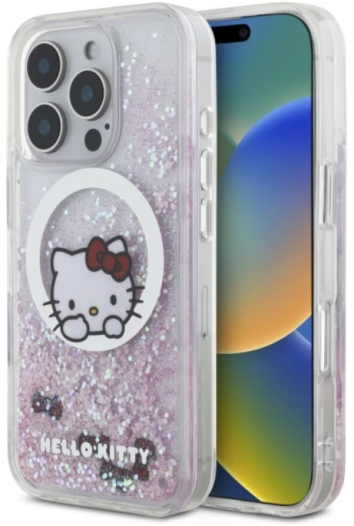 Hello Kitty HKHMP16XLSWKH iPhone 16 Pro Max 6.9" white/white hardcase Liquid Glitter Sweet Kitty Bows MagSafe