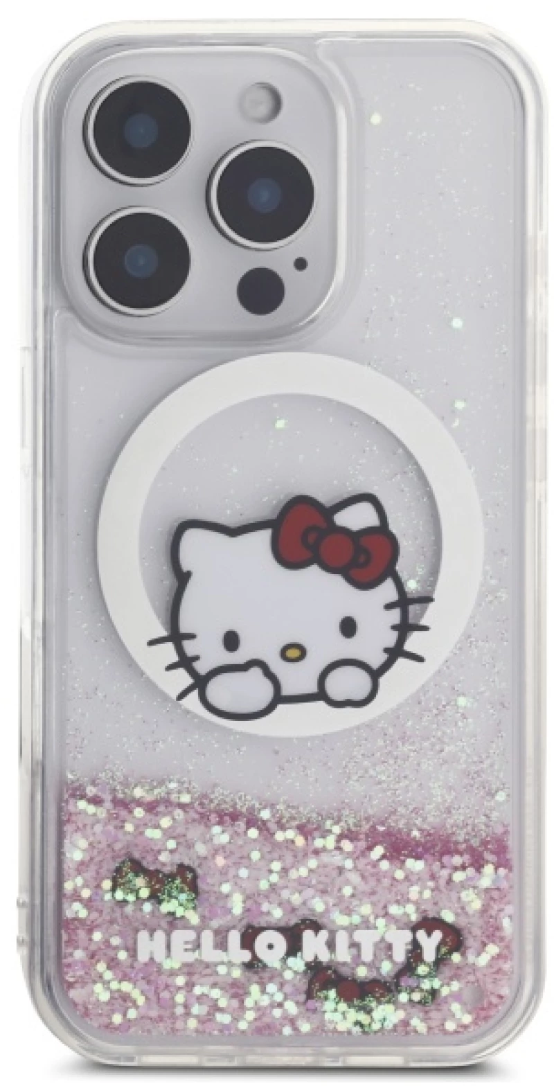 Hello Kitty HKHMP16XLSWKH iPhone 16 Pro Max 6.9" white/white hardcase Liquid Glitter Sweet Kitty Bows MagSafe