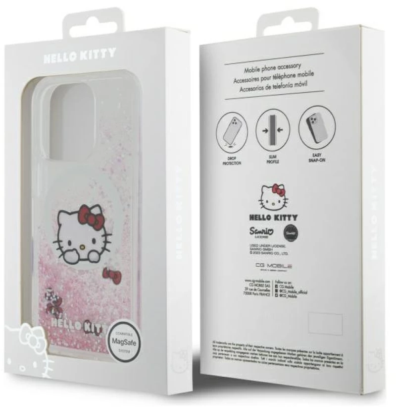 Hello Kitty HKHMP16XLSWKH iPhone 16 Pro Max 6.9" white/white hardcase Liquid Glitter Sweet Kitty Bows MagSafe