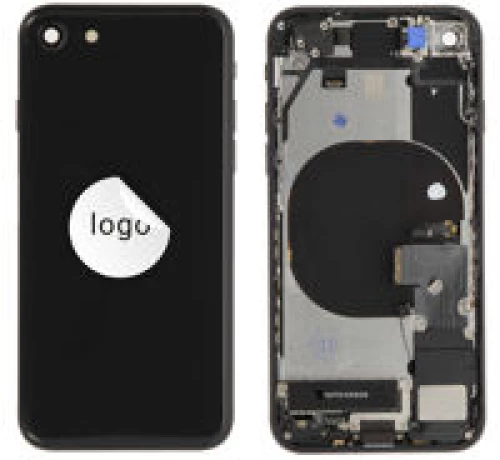 For iPhone/iPad (APSE200024BPSP) Rear Cover (Pulled A) incl. small parts - Black, For iPhone SE (2020)