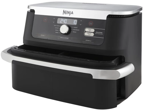 Ninja AF500EU fryer Double 10.4 L Stand-alone 2470 W Hot air fryer Black, Stainless steel