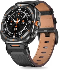 Tech-Protect Delta Pro Leather Strap for Samsung Galaxy Watch Ultra (47mm) - Black