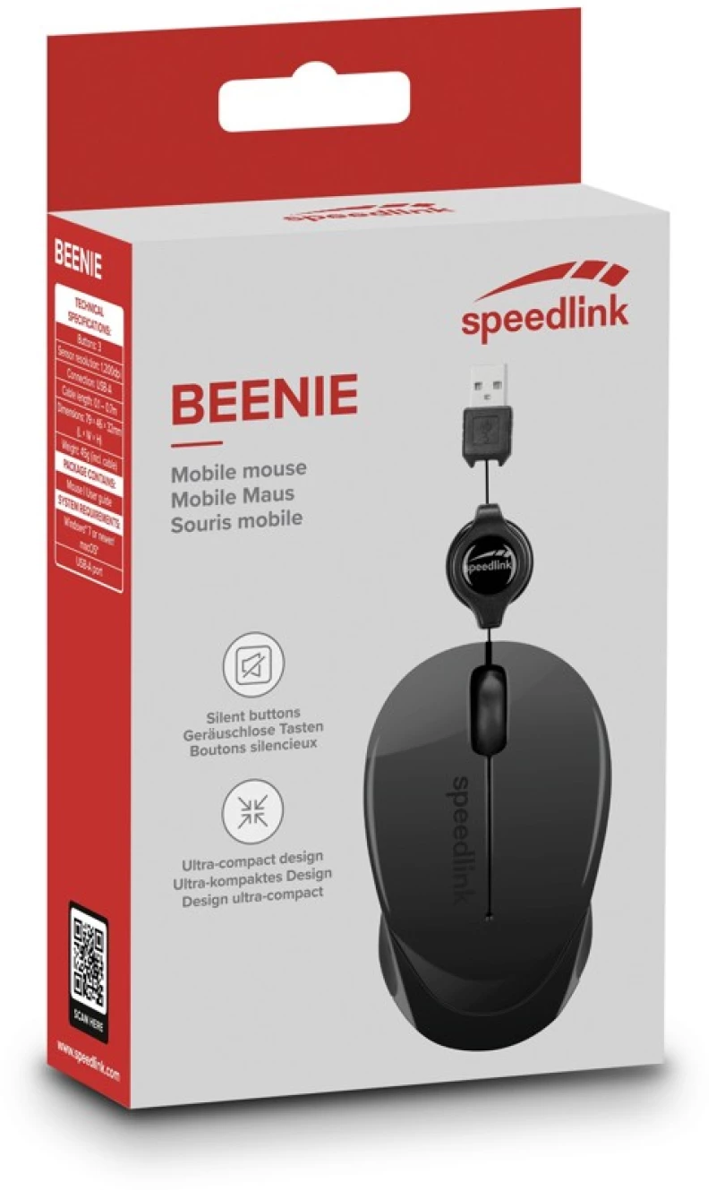 Speedlink - BEENIE Mobile Mouse - Wired USB, black / Computers