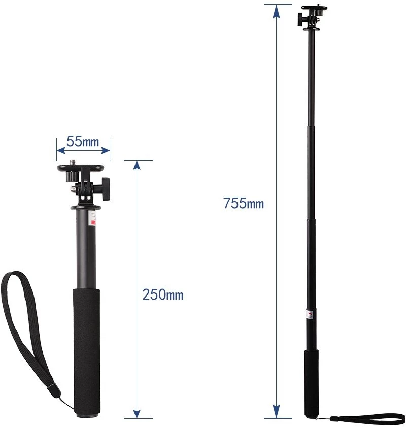 Selfie stick with camera holder